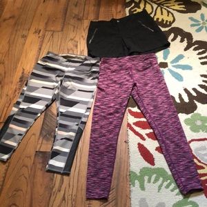 2 Workout/Leggings and a pair of shorts NWOT